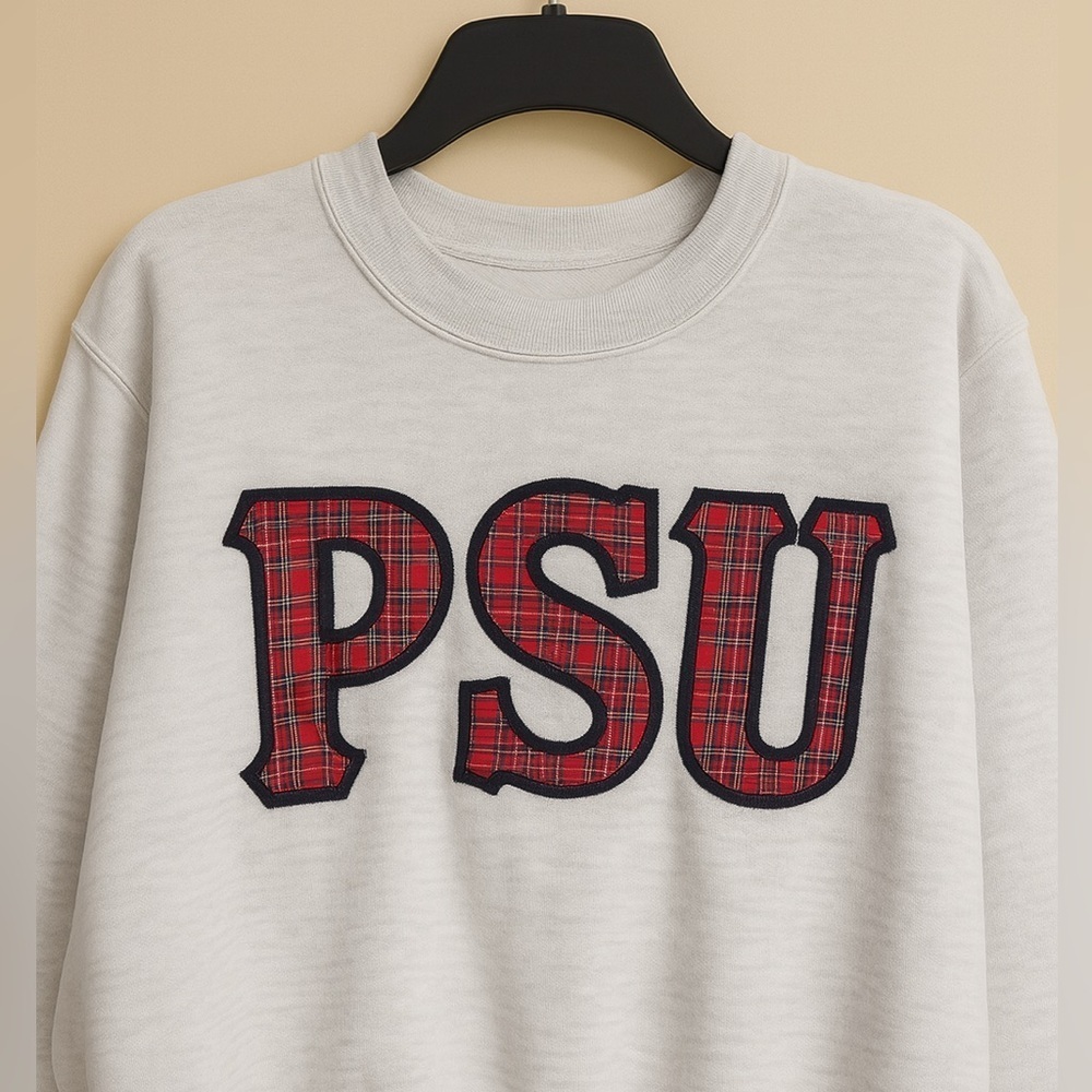 Vintage Penn State Gray Crewneck Women’s XL H.L. Miller Gold Plaid Letters - Picture 2 of 4